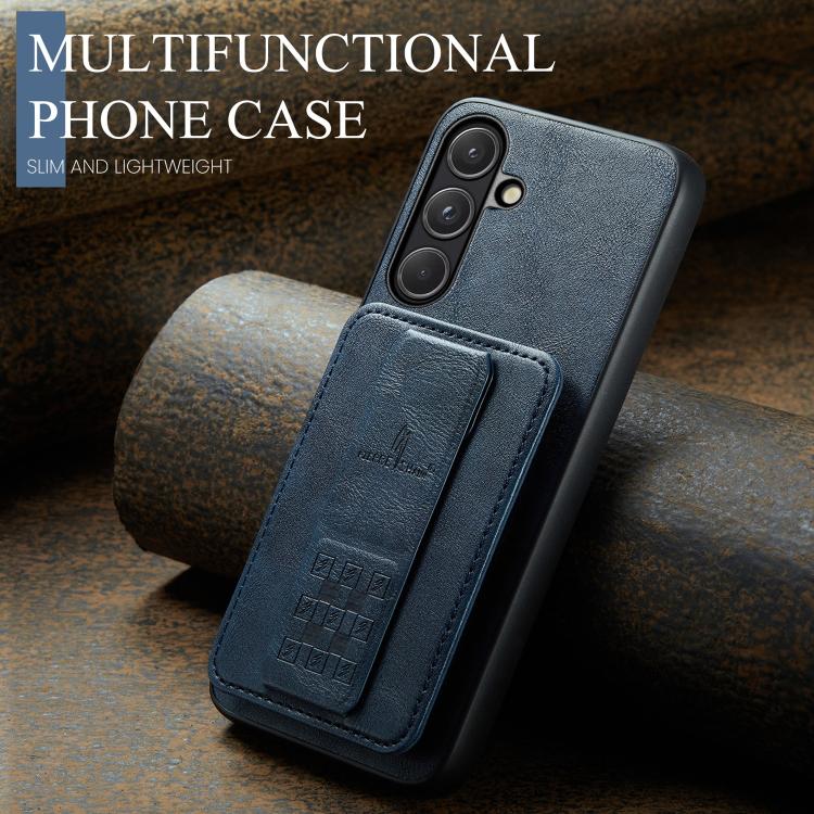 For Samsung Galaxy S26 5G Fierre Shann FS-024 Oil Wax Cow Leather Card Holder Back Phone Case