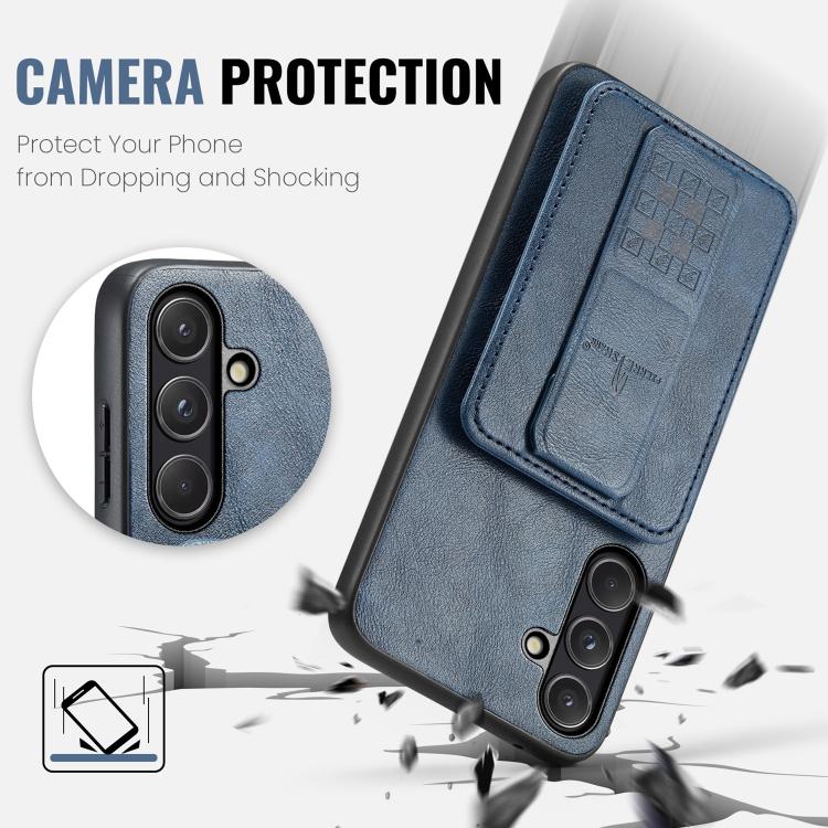 For Samsung Galaxy S26 5G Fierre Shann FS-024 Oil Wax Cow Leather Card Holder Back Phone Case