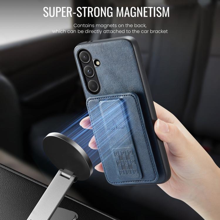 For Samsung Galaxy S26 5G Fierre Shann FS-024 Oil Wax Cow Leather Card Holder Back Phone Case