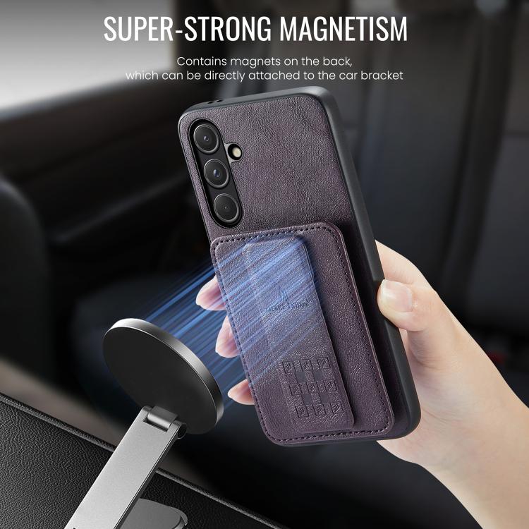 For Samsung Galaxy S26 5G Fierre Shann FS-024 Oil Wax Cow Leather Card Holder Back Phone Case