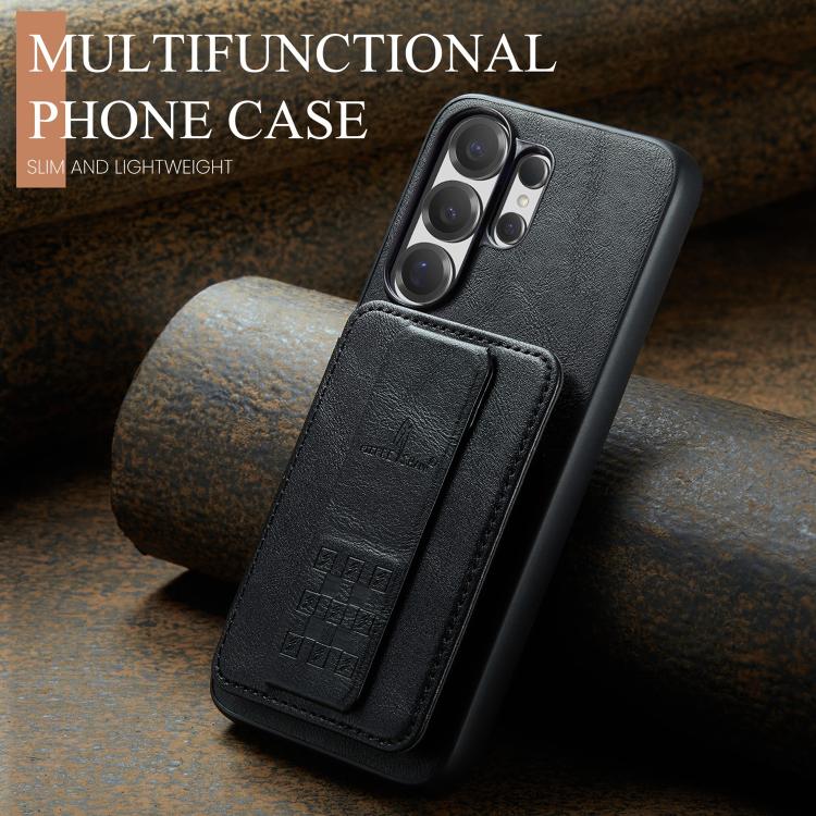 For Samsung Galaxy S26 Ultra 5G Fierre Shann FS-024 Oil Wax Cow Leather Card Holder Back Phone Case