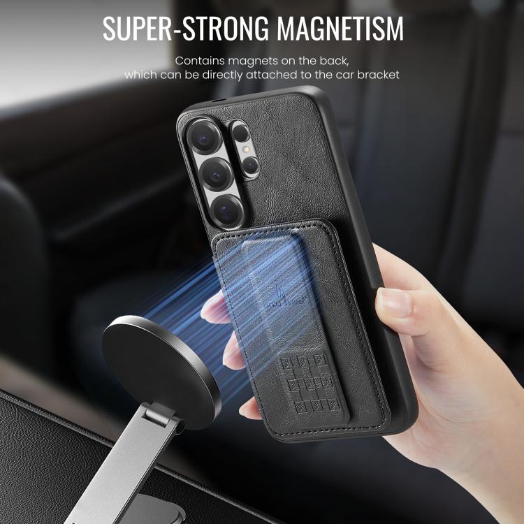 For Samsung Galaxy S26 Ultra 5G Fierre Shann FS-024 Oil Wax Cow Leather Card Holder Back Phone Case