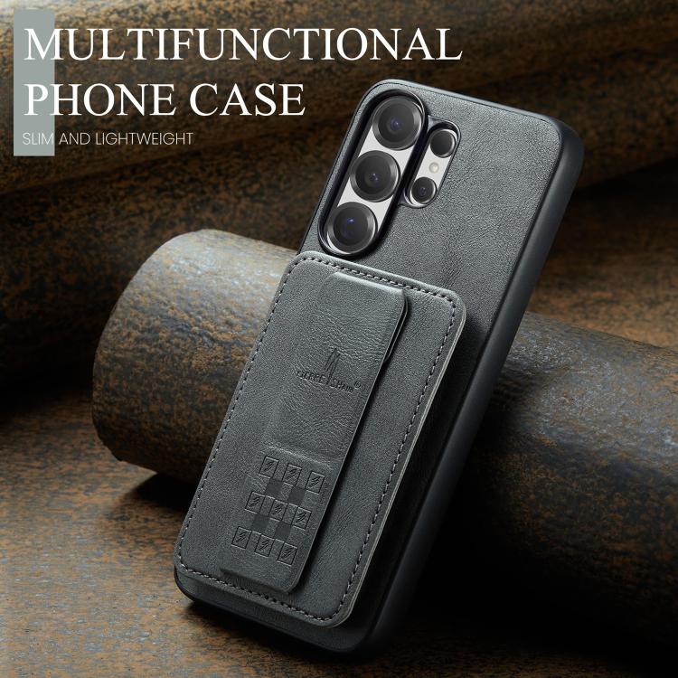 For Samsung Galaxy S26 Ultra 5G Fierre Shann FS-024 Oil Wax Cow Leather Card Holder Back Phone Case