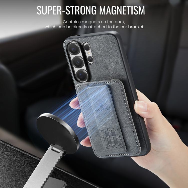 For Samsung Galaxy S26 Ultra 5G Fierre Shann FS-024 Oil Wax Cow Leather Card Holder Back Phone Case