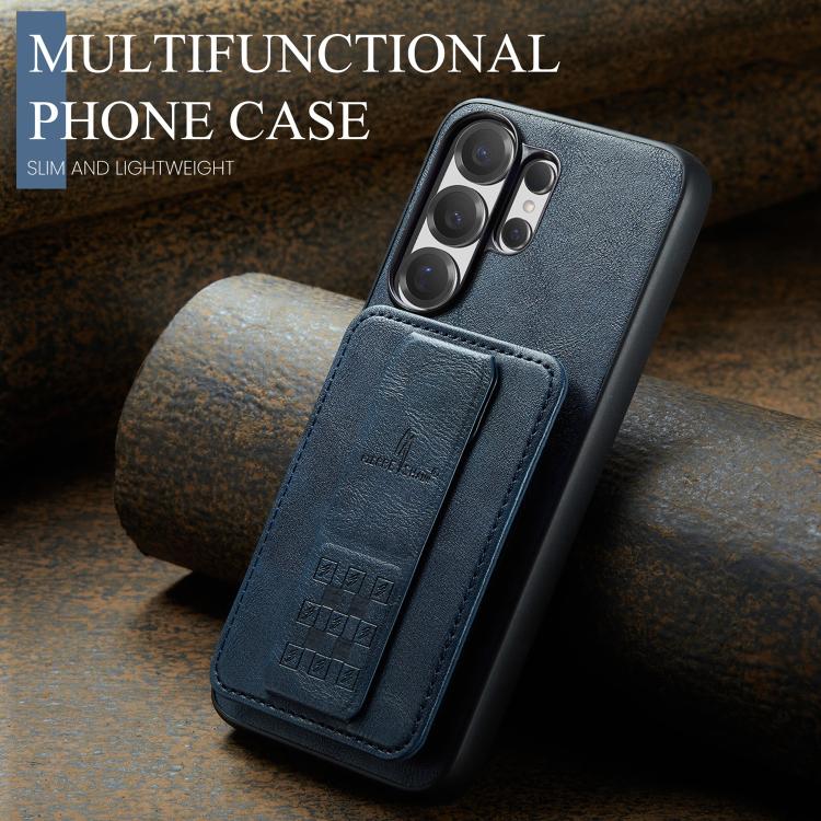 For Samsung Galaxy S26 Ultra 5G Fierre Shann FS-024 Oil Wax Cow Leather Card Holder Back Phone Case