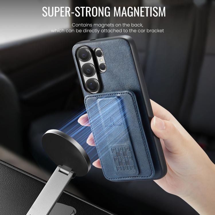 For Samsung Galaxy S26 Ultra 5G Fierre Shann FS-024 Oil Wax Cow Leather Card Holder Back Phone Case