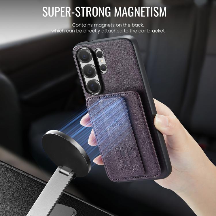 For Samsung Galaxy S26 Ultra 5G Fierre Shann FS-024 Oil Wax Cow Leather Card Holder Back Phone Case