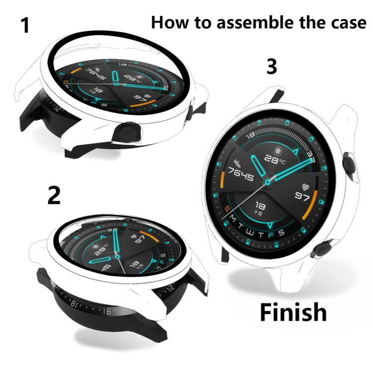 For Huawei Watch GT2 42mm 2 in 1  Tempered Glass Screen Protector + Fully Plating PC Case