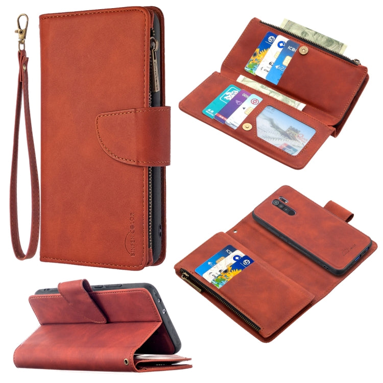 For Xiaomi Redmi 9 Skin Feel Detachable Magnetic Zipper Horizontal Flip PU Leather Case with Multi-Card Slots & Holder & Wallet & Photo Frame & Lanyard