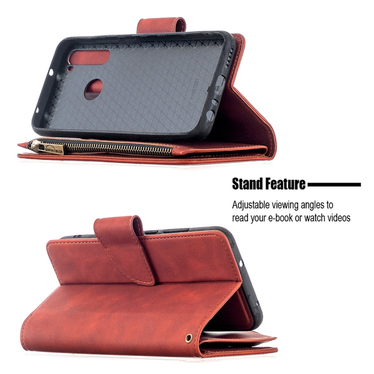 For Xiaomi Redmi Note 8T Skin Feel Detachable Magnetic Zipper Horizontal Flip PU Leather Case with Multi-Card Slots & Holder & Wallet & Photo Frame & Lanyard