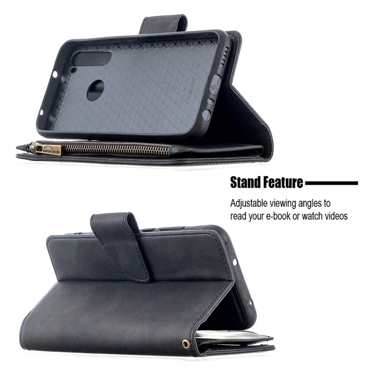 For Xiaomi Redmi Note 8T Skin Feel Detachable Magnetic Zipper Horizontal Flip PU Leather Case with Multi-Card Slots & Holder & Wallet & Photo Frame & Lanyard