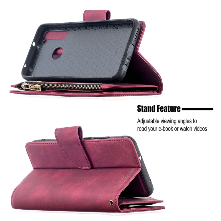 For Xiaomi Redmi Note 8T Skin Feel Detachable Magnetic Zipper Horizontal Flip PU Leather Case with Multi-Card Slots & Holder & Wallet & Photo Frame & Lanyard