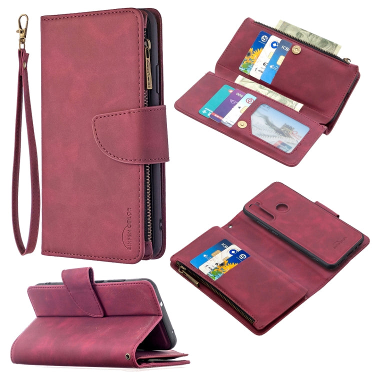 For Xiaomi Redmi Note 8T Skin Feel Detachable Magnetic Zipper Horizontal Flip PU Leather Case with Multi-Card Slots & Holder & Wallet & Photo Frame & Lanyard