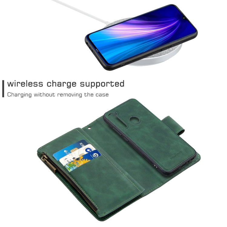 For Xiaomi Redmi Note 8T Skin Feel Detachable Magnetic Zipper Horizontal Flip PU Leather Case with Multi-Card Slots & Holder & Wallet & Photo Frame & Lanyard