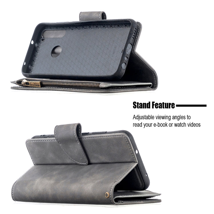 For Xiaomi Redmi Note 8T Skin Feel Detachable Magnetic Zipper Horizontal Flip PU Leather Case with Multi-Card Slots & Holder & Wallet & Photo Frame & Lanyard