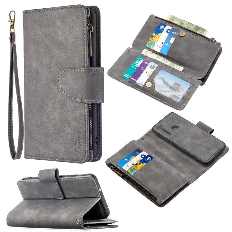 For Xiaomi Redmi Note 8T Skin Feel Detachable Magnetic Zipper Horizontal Flip PU Leather Case with Multi-Card Slots & Holder & Wallet & Photo Frame & Lanyard