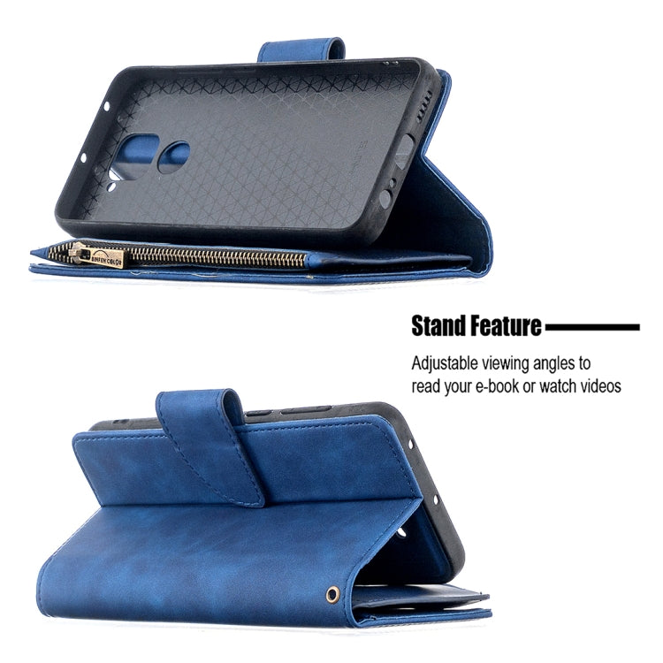 For Xiaomi Redmi Note 9 Skin Feel Detachable Magnetic Zipper Horizontal Flip PU Leather Case with Multi-Card Slots & Holder & Wallet & Photo Frame & Lanyard