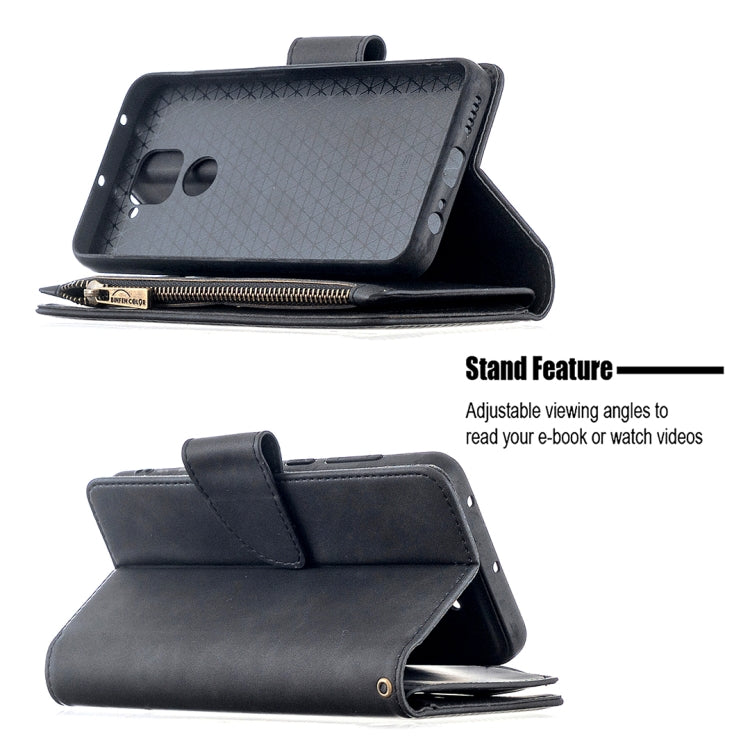 For Xiaomi Redmi Note 9 Skin Feel Detachable Magnetic Zipper Horizontal Flip PU Leather Case with Multi-Card Slots & Holder & Wallet & Photo Frame & Lanyard