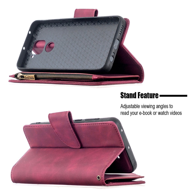 For Xiaomi Redmi Note 9 Skin Feel Detachable Magnetic Zipper Horizontal Flip PU Leather Case with Multi-Card Slots & Holder & Wallet & Photo Frame & Lanyard