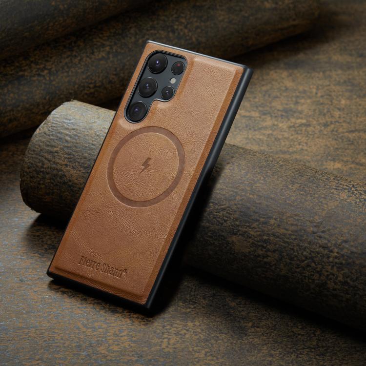 For Samsung Galaxy S25 Ultra 5G Fierre Shann FS-027 Cowhide Texture MagSafe Magnetic Phone Case