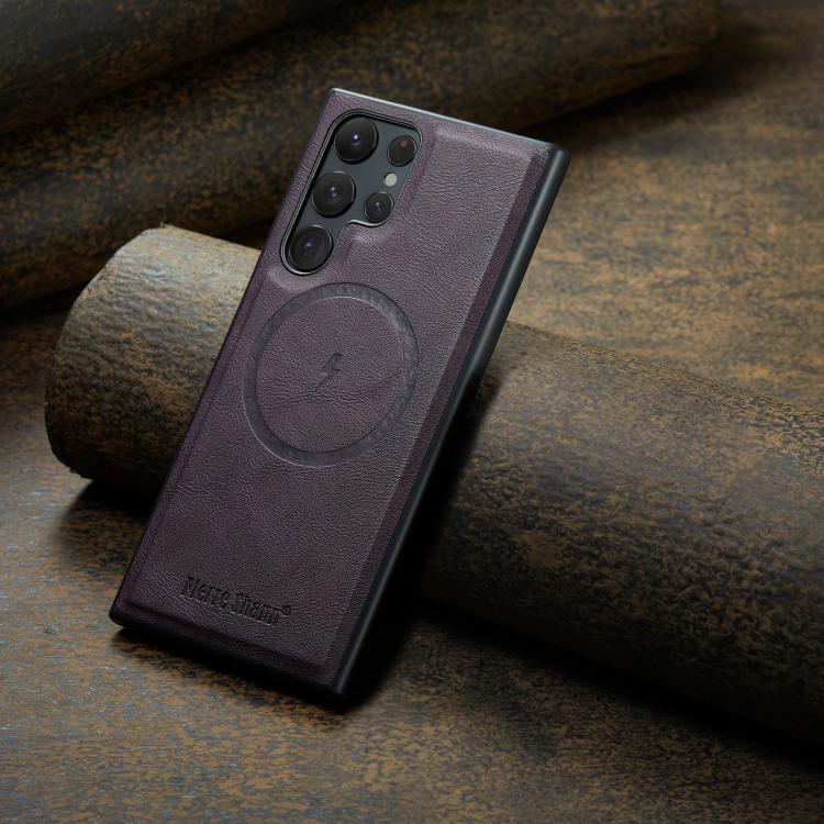 For Samsung Galaxy S25 Ultra 5G Fierre Shann FS-027 Cowhide Texture MagSafe Magnetic Phone Case