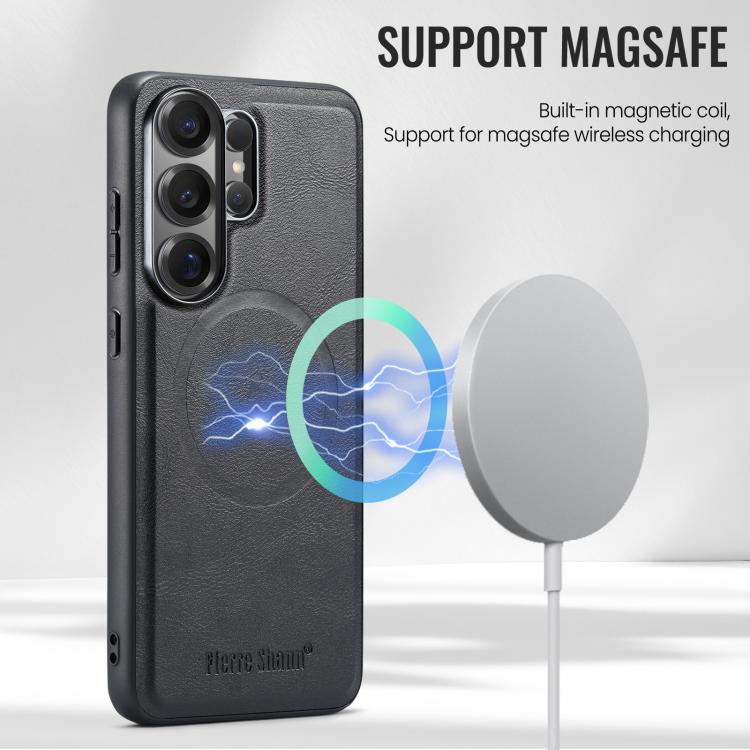 For Samsung Galaxy S26 Ultra 5G Fierre Shann FS-027 Cowhide Texture MagSafe Magnetic Phone Case
