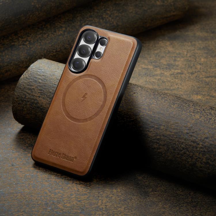 For Samsung Galaxy S26 Ultra 5G Fierre Shann FS-027 Cowhide Texture MagSafe Magnetic Phone Case