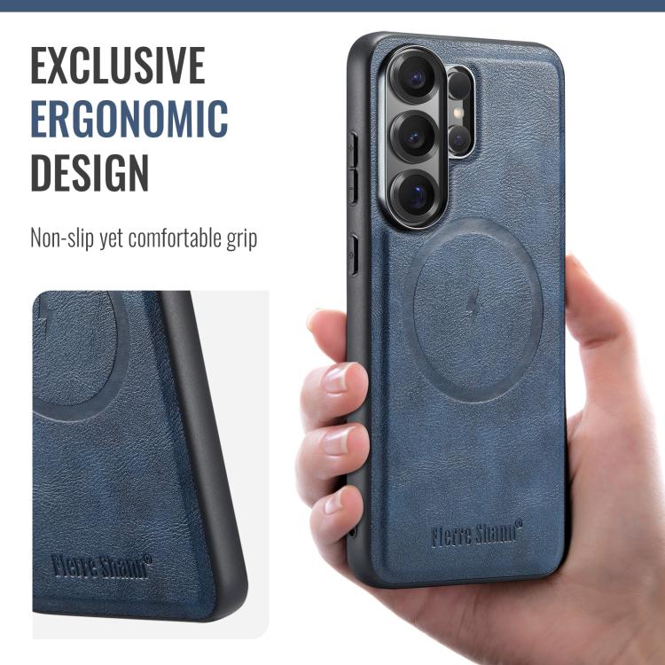 For Samsung Galaxy S26 Ultra 5G Fierre Shann FS-027 Cowhide Texture MagSafe Magnetic Phone Case
