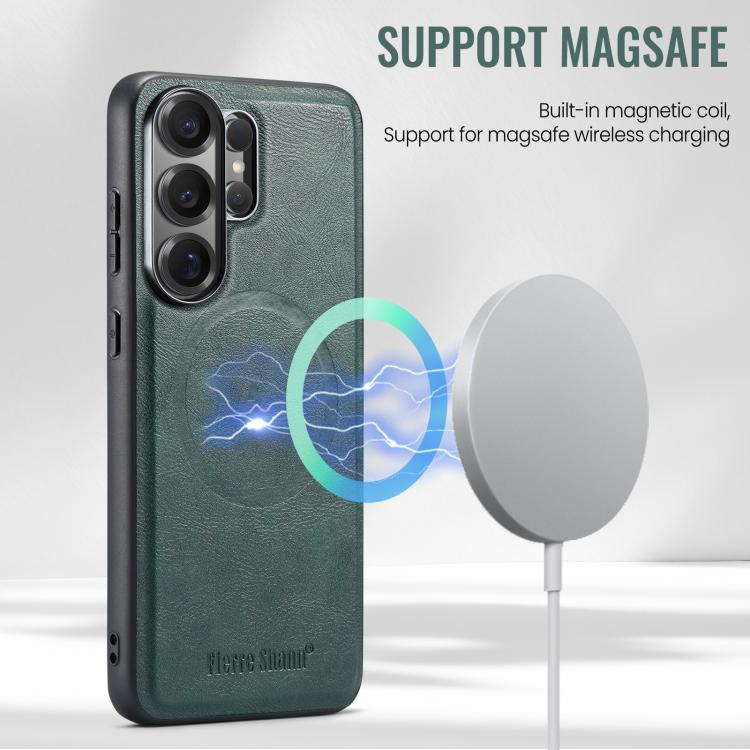For Samsung Galaxy S26 Ultra 5G Fierre Shann FS-027 Cowhide Texture MagSafe Magnetic Phone Case