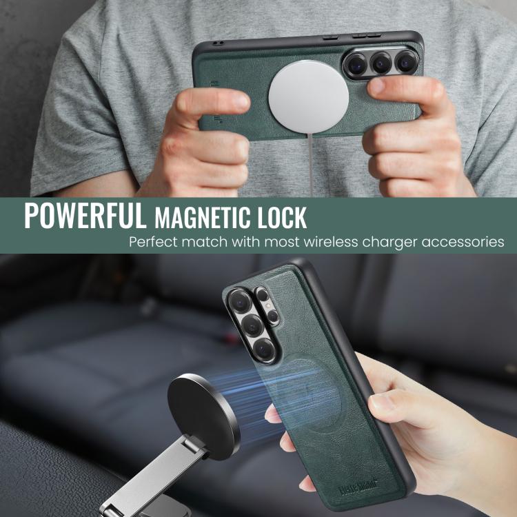 For Samsung Galaxy S26 Ultra 5G Fierre Shann FS-027 Cowhide Texture MagSafe Magnetic Phone Case
