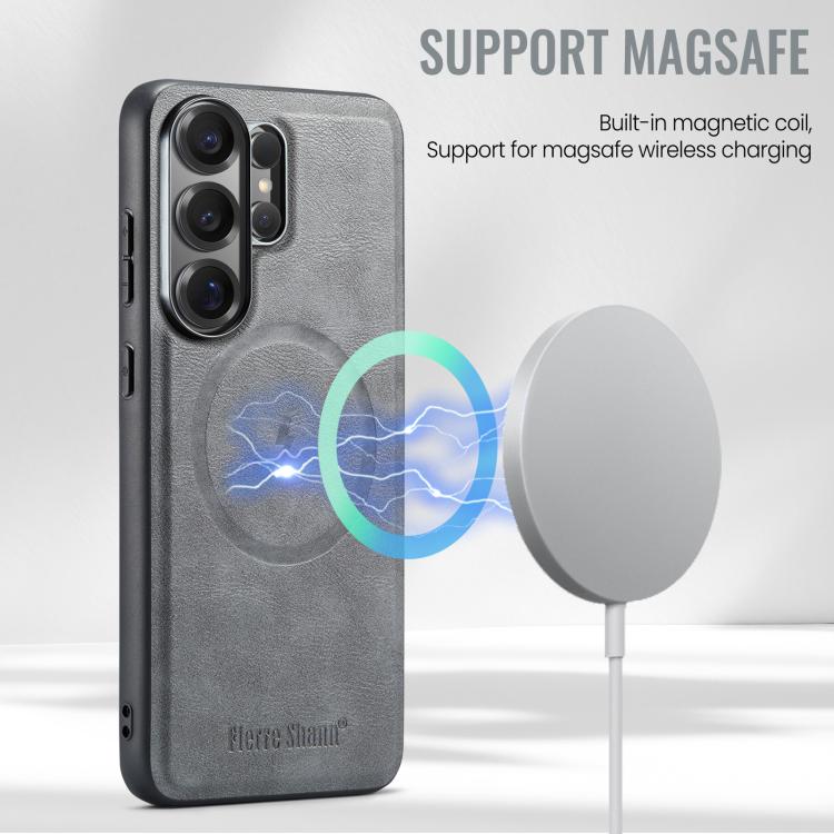 For Samsung Galaxy S26 Ultra 5G Fierre Shann FS-027 Cowhide Texture MagSafe Magnetic Phone Case