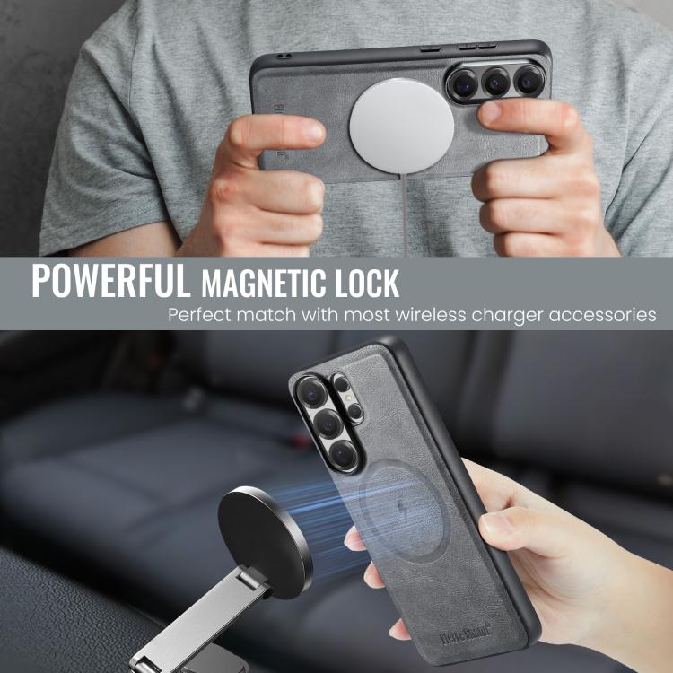 For Samsung Galaxy S26 Ultra 5G Fierre Shann FS-027 Cowhide Texture MagSafe Magnetic Phone Case