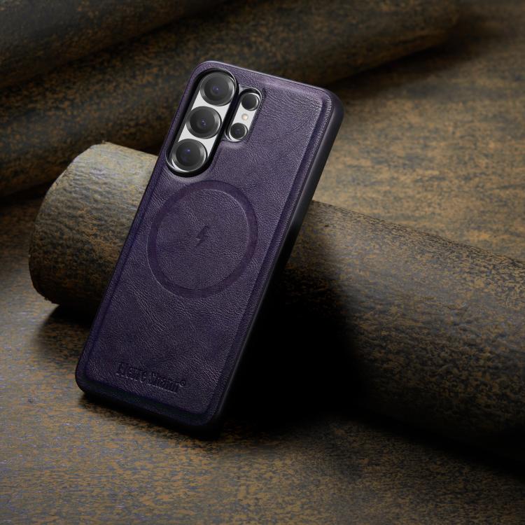 For Samsung Galaxy S26 Ultra 5G Fierre Shann FS-027 Cowhide Texture MagSafe Magnetic Phone Case