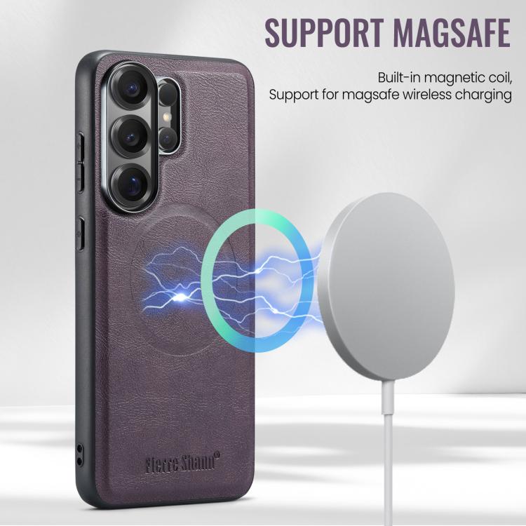 For Samsung Galaxy S26 Ultra 5G Fierre Shann FS-027 Cowhide Texture MagSafe Magnetic Phone Case