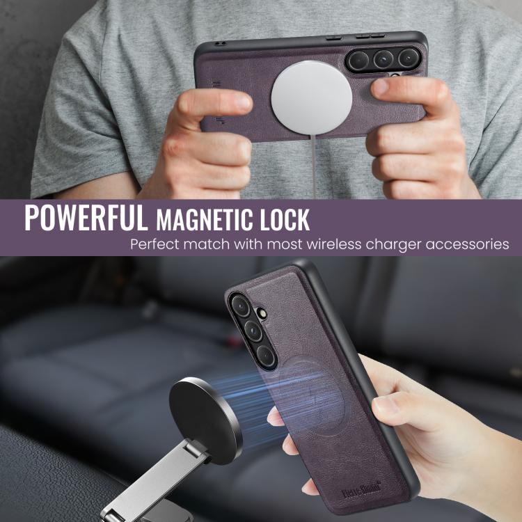 For Samsung Galaxy S26 5G Fierre Shann FS-027 Cowhide Texture MagSafe Magnetic Phone Case
