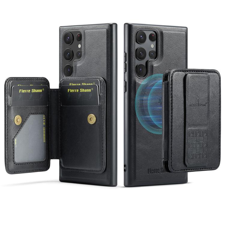 For Samsung Galaxy S25 Ultra 5G Fierre Shann FS028 MagSafe RFID Card Holder Back Phone Case