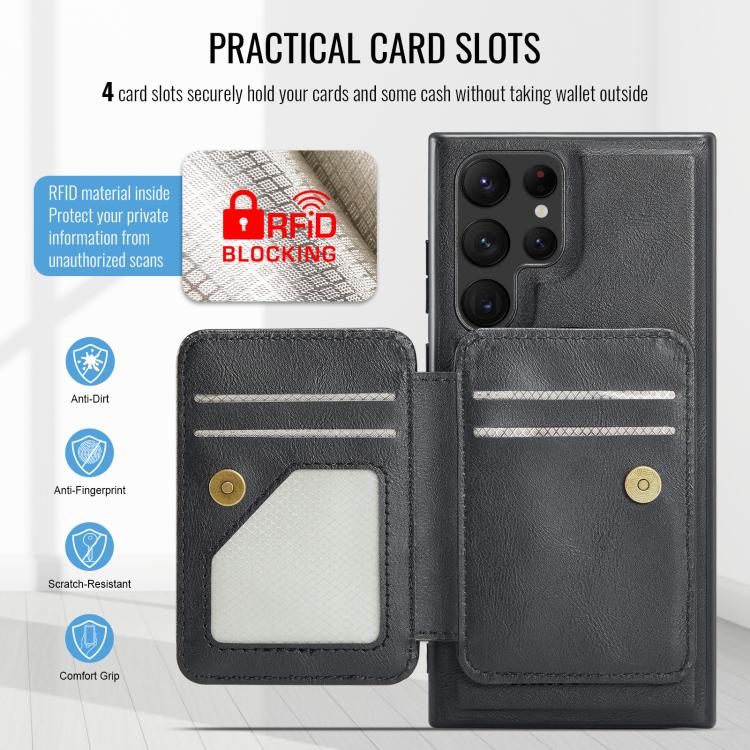 For Samsung Galaxy S25 Ultra 5G Fierre Shann FS028 MagSafe RFID Card Holder Back Phone Case