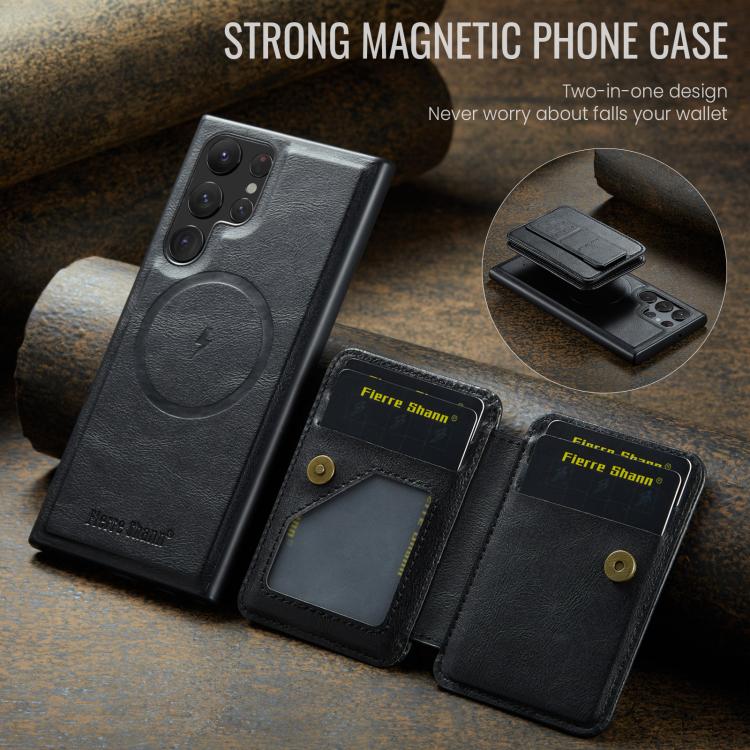 For Samsung Galaxy S25 Ultra 5G Fierre Shann FS028 MagSafe RFID Card Holder Back Phone Case