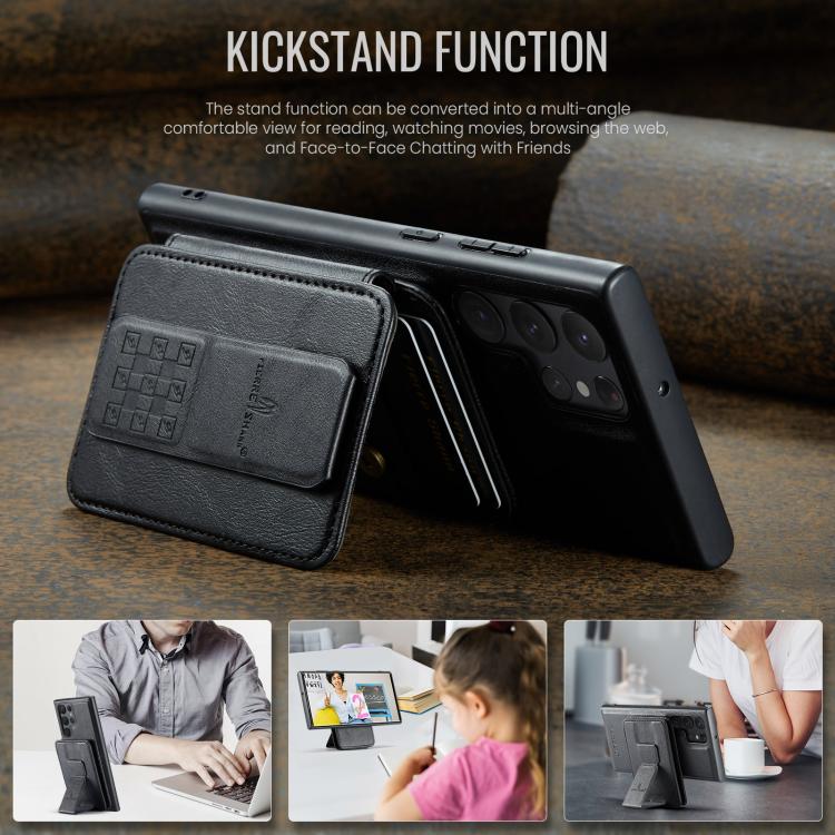For Samsung Galaxy S25 Ultra 5G Fierre Shann FS028 MagSafe RFID Card Holder Back Phone Case