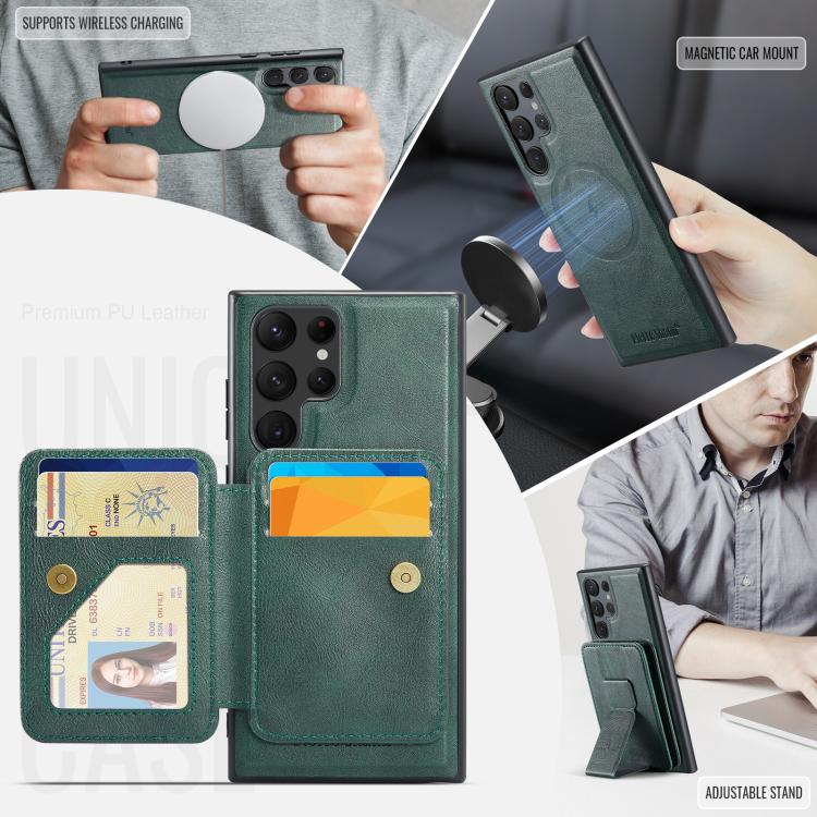 For Samsung Galaxy S25 Ultra 5G Fierre Shann FS028 MagSafe RFID Card Holder Back Phone Case