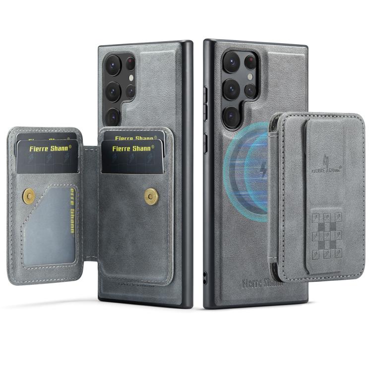 For Samsung Galaxy S25 Ultra 5G Fierre Shann FS028 MagSafe RFID Card Holder Back Phone Case