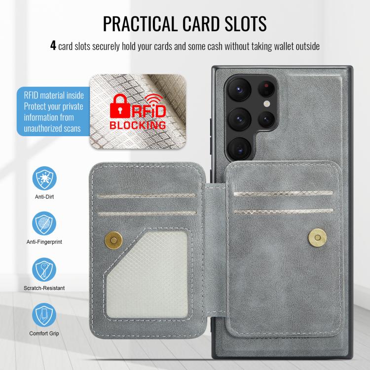 For Samsung Galaxy S25 Ultra 5G Fierre Shann FS028 MagSafe RFID Card Holder Back Phone Case