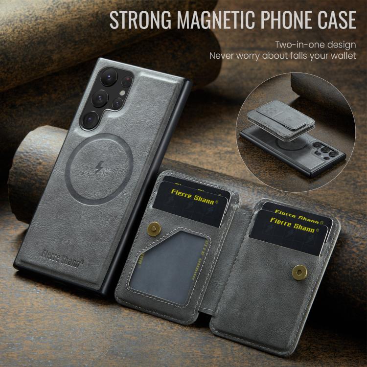 For Samsung Galaxy S25 Ultra 5G Fierre Shann FS028 MagSafe RFID Card Holder Back Phone Case