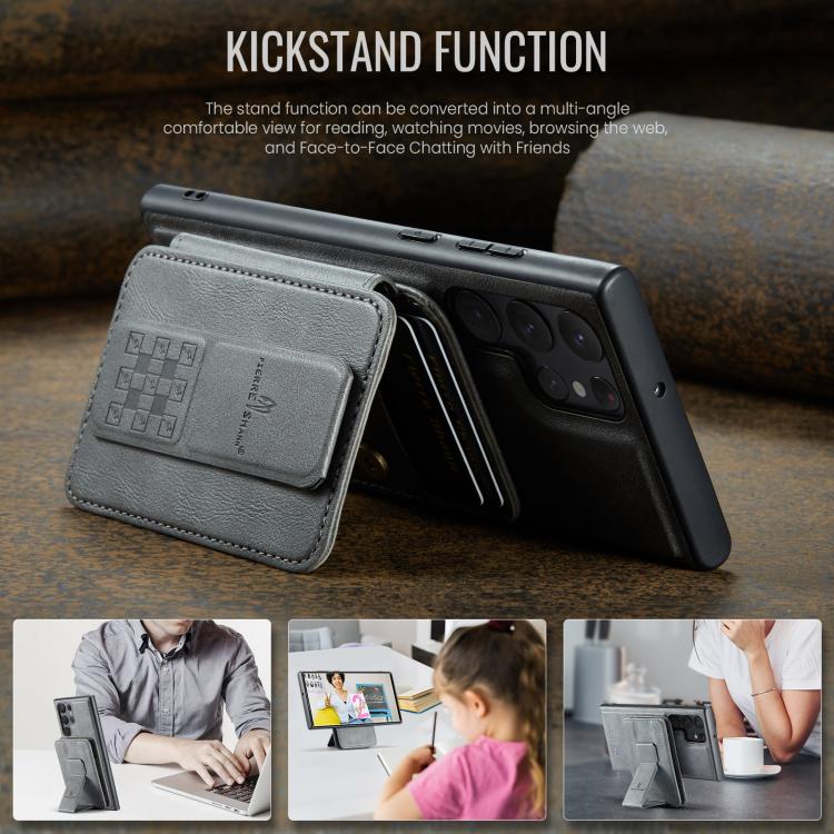 For Samsung Galaxy S25 Ultra 5G Fierre Shann FS028 MagSafe RFID Card Holder Back Phone Case