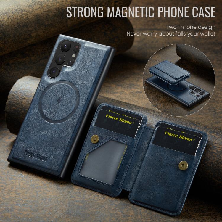 For Samsung Galaxy S25 Ultra 5G Fierre Shann FS028 MagSafe RFID Card Holder Back Phone Case
