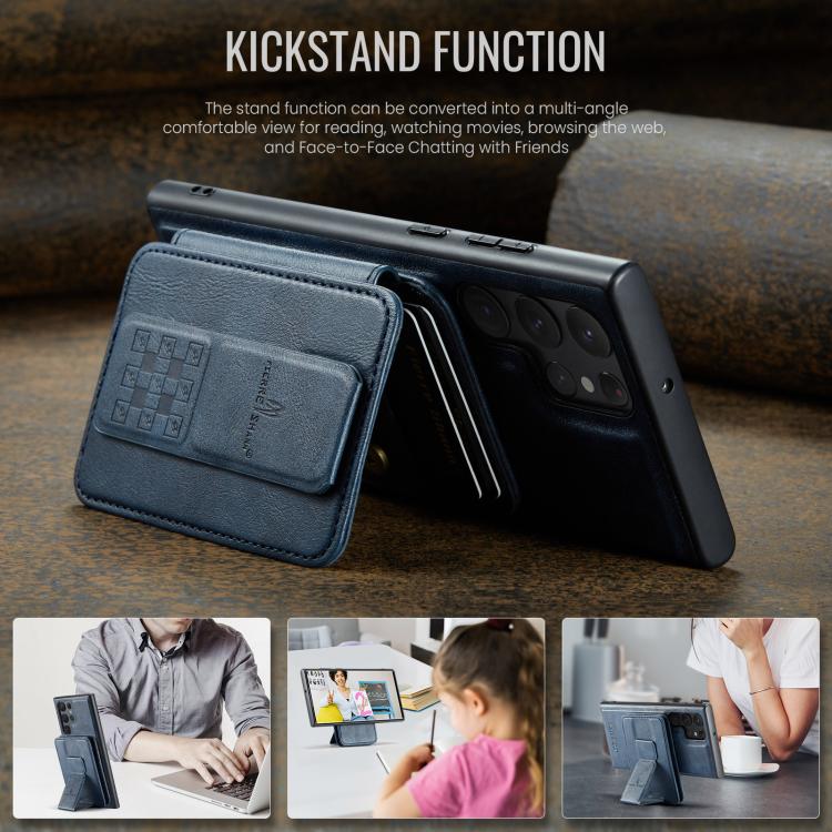 For Samsung Galaxy S25 Ultra 5G Fierre Shann FS028 MagSafe RFID Card Holder Back Phone Case