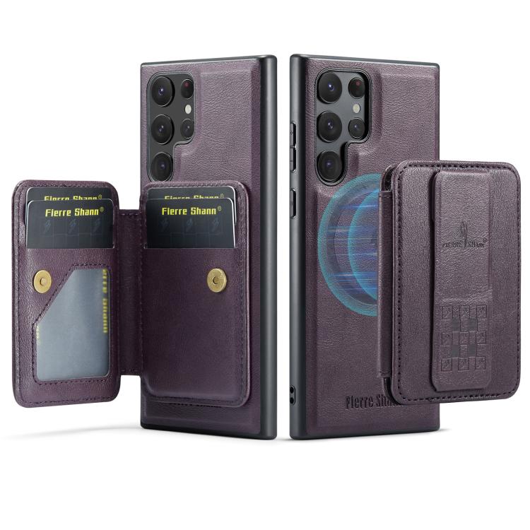 For Samsung Galaxy S25 Ultra 5G Fierre Shann FS028 MagSafe RFID Card Holder Back Phone Case