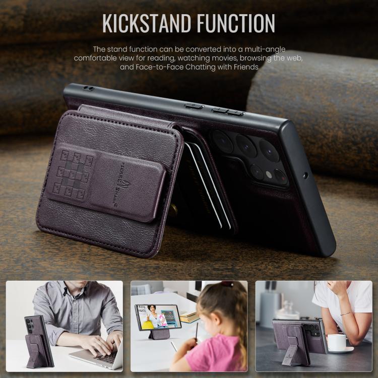 For Samsung Galaxy S25 Ultra 5G Fierre Shann FS028 MagSafe RFID Card Holder Back Phone Case