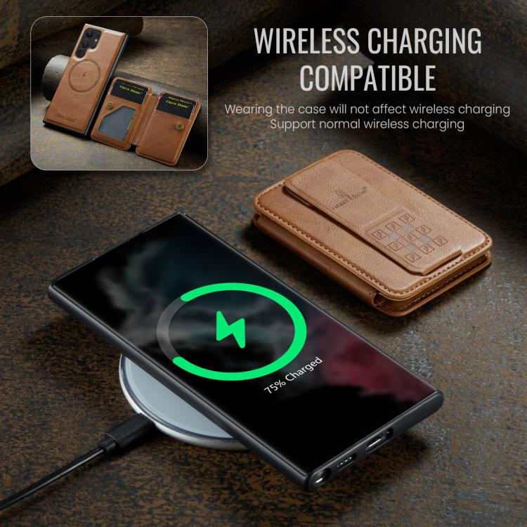 For Samsung Galaxy S25 Ultra 5G Fierre Shann FS028 MagSafe RFID Card Holder Back Phone Case