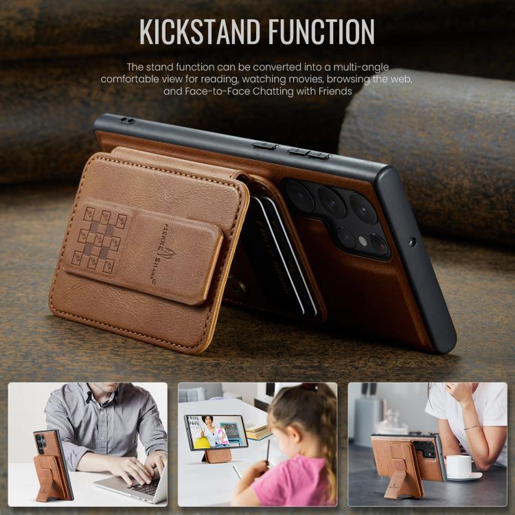 For Samsung Galaxy S25 Ultra 5G Fierre Shann FS028 MagSafe RFID Card Holder Back Phone Case